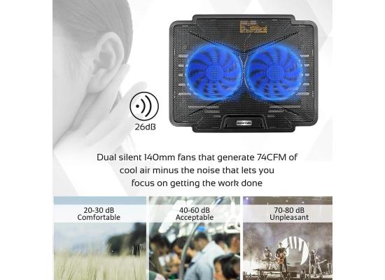 Promate AirBase-1, Laptop Cooling Pad with Silent Fan Technology